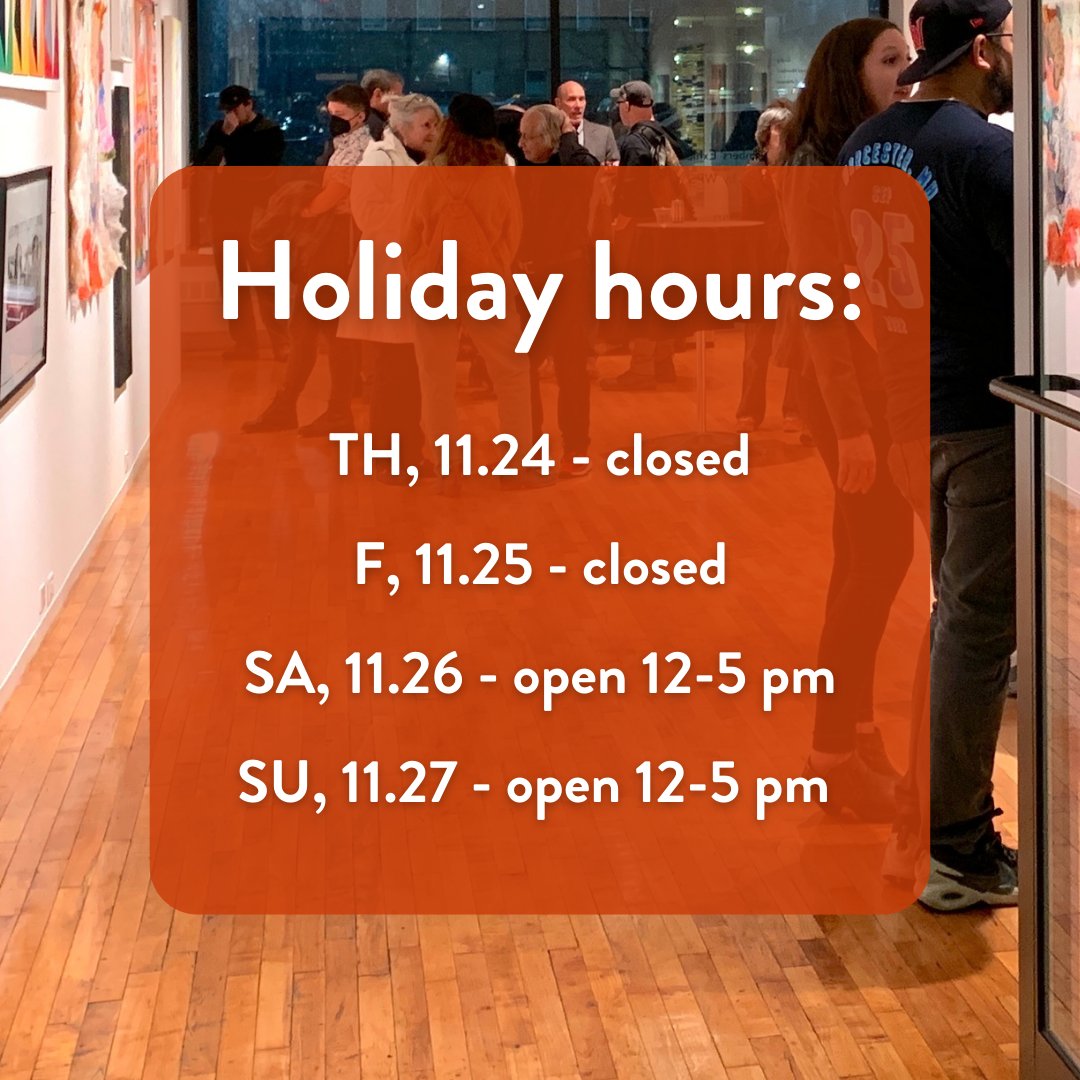 Gallery hours return just when you're beginning to tire of turkey leftovers. Come visit this Saturday and Sunday--it's free, and you can even bring your weird aunt.

Through 12/18: Go Big // Leslie Schomp With You Here Between // Catherine Smith Dread Running // Outside of Class