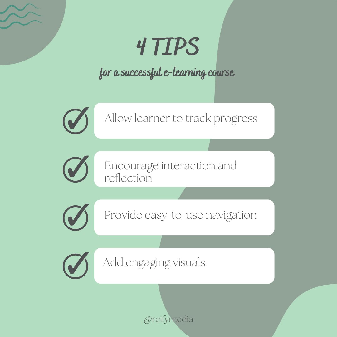| 4 tips for a successful e-learning course |

#onlinecourse #onlinetraining #traininganddevelopment #learning #education #elearning #elearningcourse #adultlearners