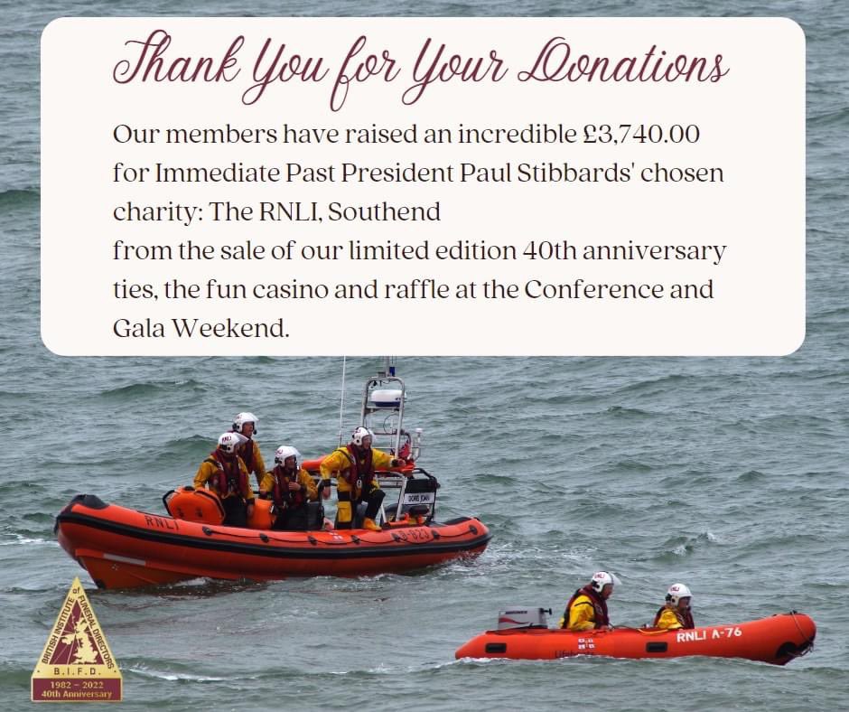 Our members have raised an incredible £3,740 for Immediate Past President Paul Stibbards’ chosen charity: <a href="/RNLI/">RNLI</a> Southend <a href="/SouthendRNLI/">Southend Lifeboat</a>