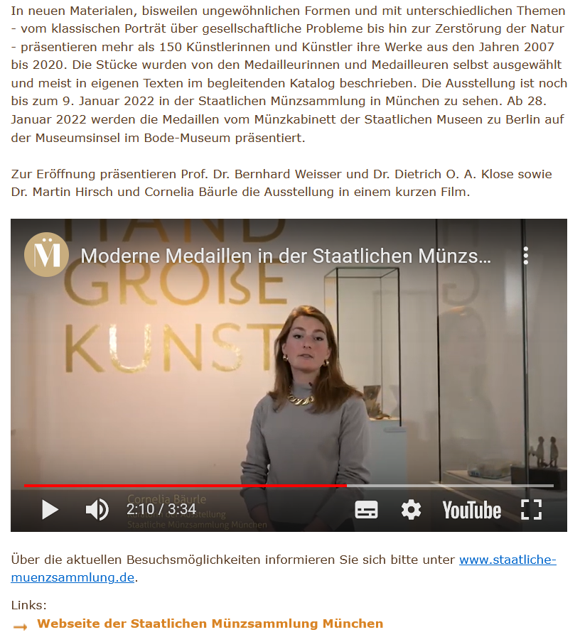 JohEberhardt's tweet photo. Schon seit einiger Zeit engagiert sie sich für #Medaillen-projekte. Die Deutsche Gesellschaft für Medaillenkunst e. V. freut sich nun über ihr neues Mitglied: Herzlich Willkommen, liebe Cornelia, in der #dgmk!
https://t.co/7eHCGp1YAR
https://t.co/4RyeXrrbum
#museumistmehr https://t.co/espp9nARPj