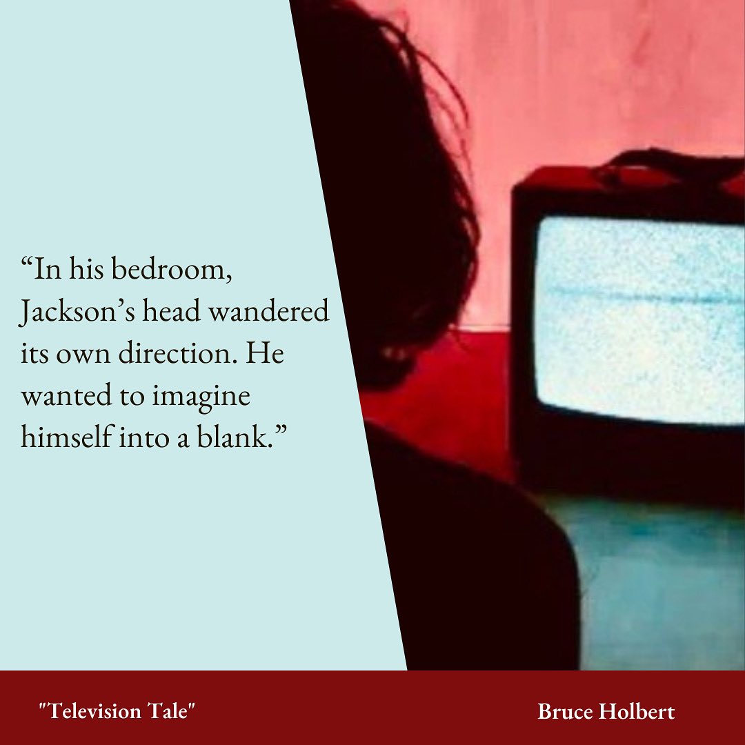 GingerbreadMag's tweet image. “In his bedroom, Jackson’s head wandered its own direction.  He wanted to imagine himself into a blank.”
Bruce Holbert’s story “Television Tale” is featured in our 53rd issue.