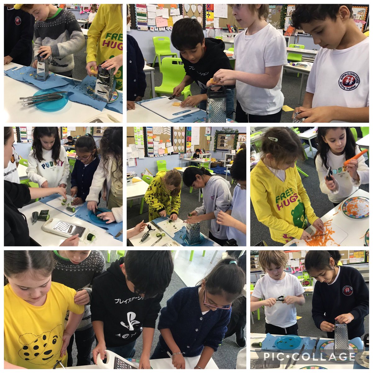 Y4Barton's tweet photo. In DT we are focussing on skills development. In our most recent lesson, we practiced our chopping, grating and peeling skills. We really enjoyed it and loved eating the healthy snacks afterwards 🥕🥒 https://t.co/BIIWmDCCbK