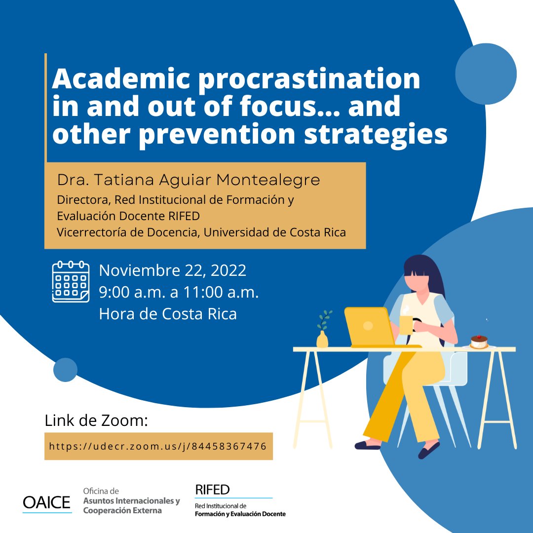 HemisphericCons's tweet photo. Universidad de Costa Rica invites faculty (professors) to join the Workshop "Academic procrastination in and out of focus... and other prevention strategies" on Tuesday, November 22 at 9:00-11:00 AM CR

Zoom▶️ https://t.co/6Vnz8nk671

#HemisphericConsortium #virtualmobility #COIL https://t.co/uh0ytKaR1J