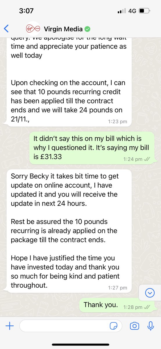 specks87's tweet photo. @virginmedia Yes original contract was £24. Then charged £55 now they changed to £34 and told me £10 a month would be credited. It wasn’t £31.33 taken today. Still no refund for £55. And I e extra bank charges as overdrawn https://t.co/CHLmI0lqbU