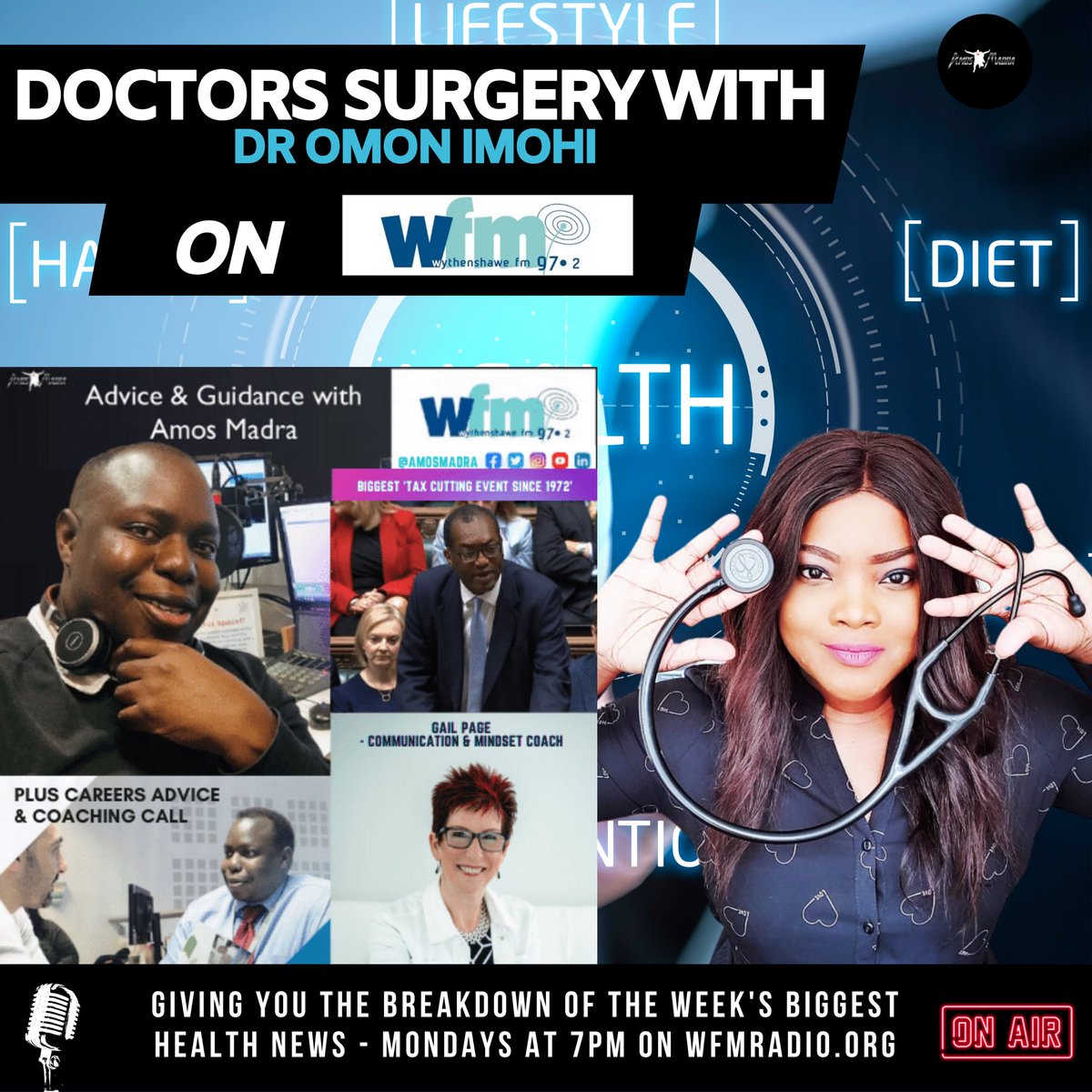 AmosMadra's tweet photo. Brand new to the Advice & Guidance Show on @wfm972 97.2 FM is the “Doctors Surgery” with @DrOmonImohi. Tune in Monday’s at 7pm and Saturdays at 9am on https://t.co/JZTQwkvV1L
#radio #ManchesterRadio #healthylifestyle https://t.co/7qL4IgakPp