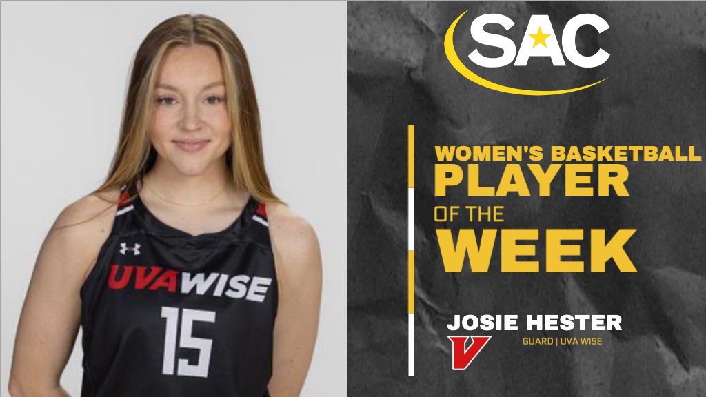 UVA Wise's Hester Named South Atlantic Conference Women's Basketball Player of the Week #MakeSACYours #SACWBB

Story: bit.ly/3EsELQM