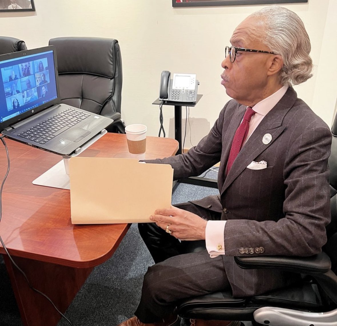TheRevAl's tweet image. I’m at my office on a Zoom conference with the Museum of Civil Rights Site Committee. We are moving forward to making the museum happen.
