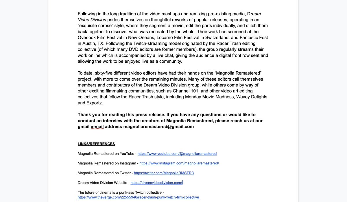 MMExperienceEnt's tweet image. FOR IMMEDIATE RELEASE - 

**MAGNOLIA REMASTERED REACHES THE 100TH MINUTE**

tinyurl.com/magnolia-relea…