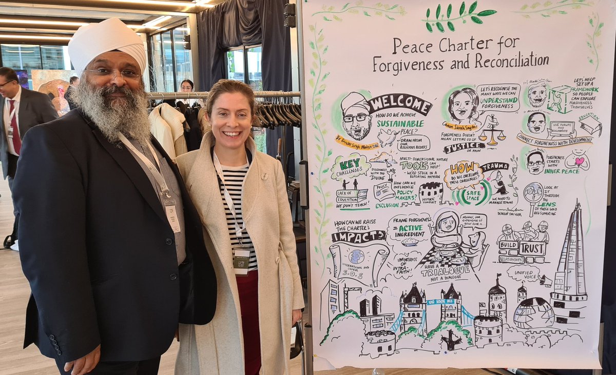 NishkamCentre's tweet photo. Phenomenal capturing of the discussion at 3rd Peace Forum launching the Peace Charter for Forgiveness &amp; Reconciliation in London today. 
@ASUbhi honoured to meet &amp; thank the talented @eleanorbeer 

@charterforgive #PeaceCharter https://t.co/me4hdJGBDa