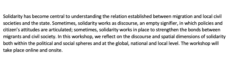 DEMOS_AAU's tweet photo. Join us for the upcoming seminar: Solidarity and Migration: Discourse and Spatial Dimensions
📅23.11.22
🕒13:00-15:15
Register here➡️ https://t.co/1ThNKZpXt0 

Description &amp; Panel info below⬇️ https://t.co/DRkK5YFLb8
