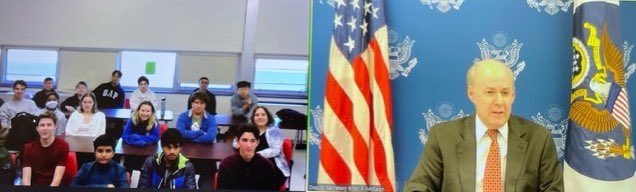 DepSecStateMR's tweet photo. Great to speak with the @CHHSEAST High School History Club about diplomacy and the importance of participating in civic affairs. I was honored to receive Asher’s invitation letter and encourage the students to explore career and internship opportunities with @doscareers. https://t.co/K5rPNGiWwi