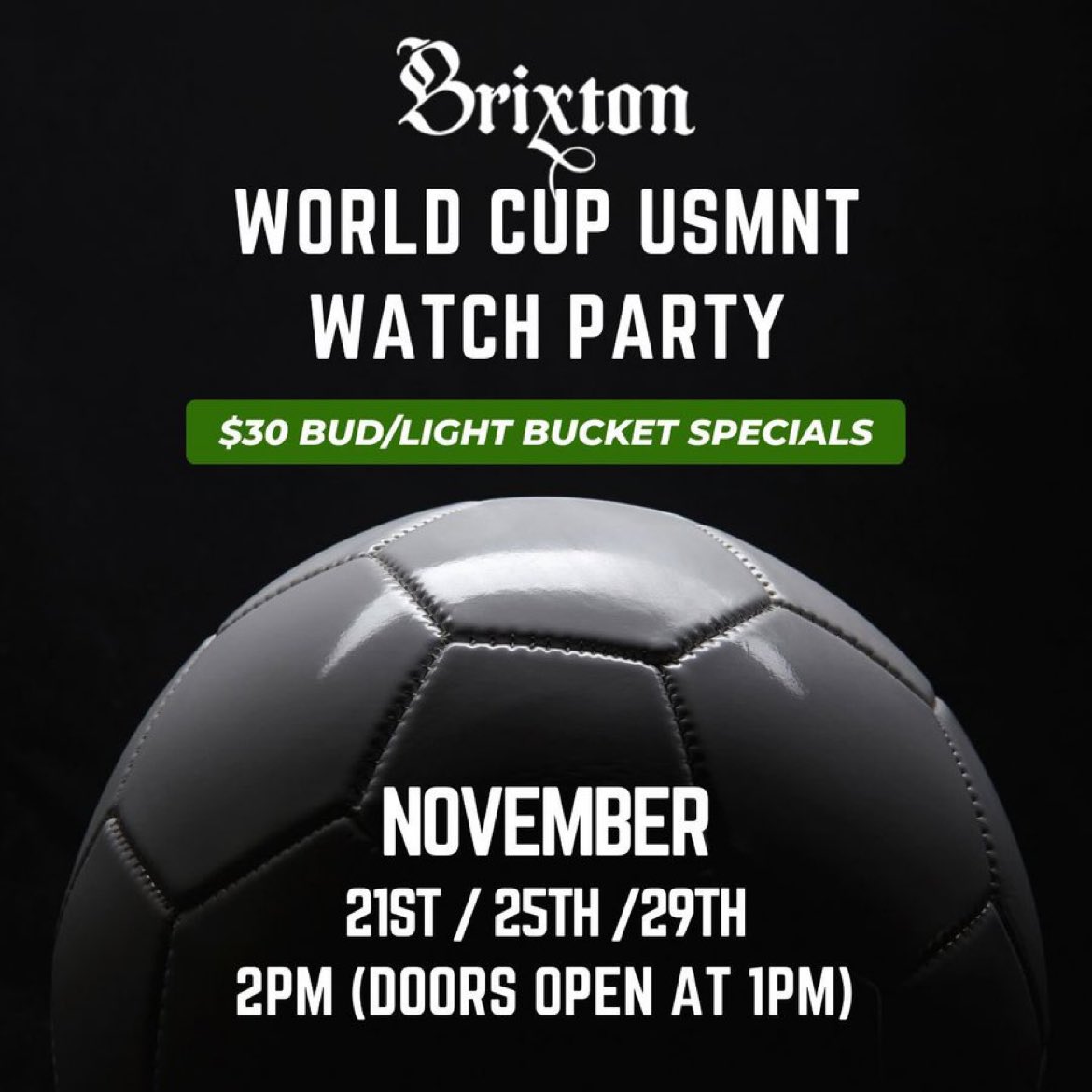 ICYMI, we will be open today at 1pm for <a href="/USMNT/">U.S. Soccer Men's National Team</a> vs Wales!
$30 buckets of Bud/Bud Light. Sound on. 
Join us! 
901 U Street NW
#ShawDC