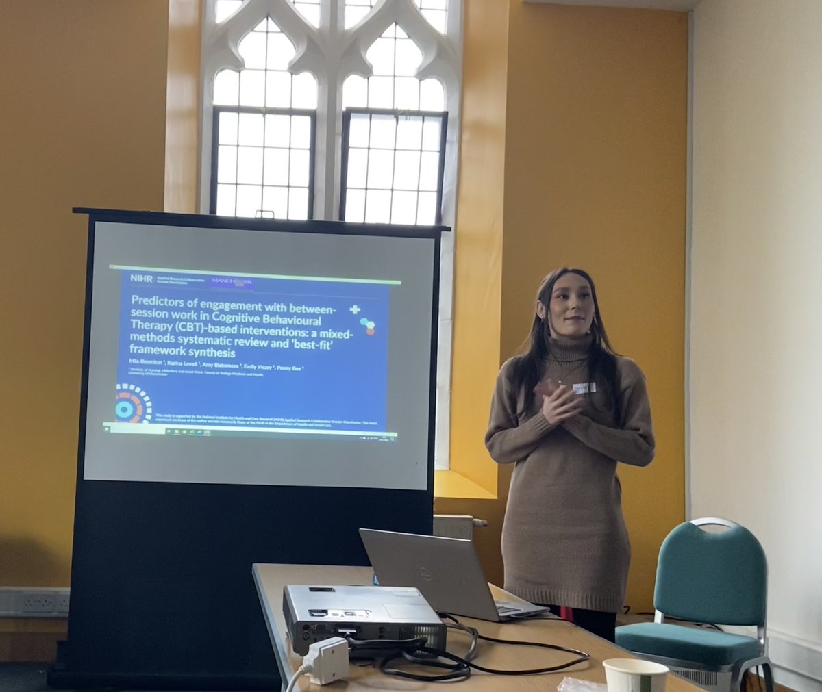 between_session's tweet photo. Had a great time presenting phase 1 of my PhD project at @sapcacuk #SAPCNorth regional meeting earlier this month. This involves a systematic review and best-fit framework synthesis exploring the predictors of client engagement with between-session work in CBT ✍️ 📝 💭 https://t.co/KzGYA9jYeG