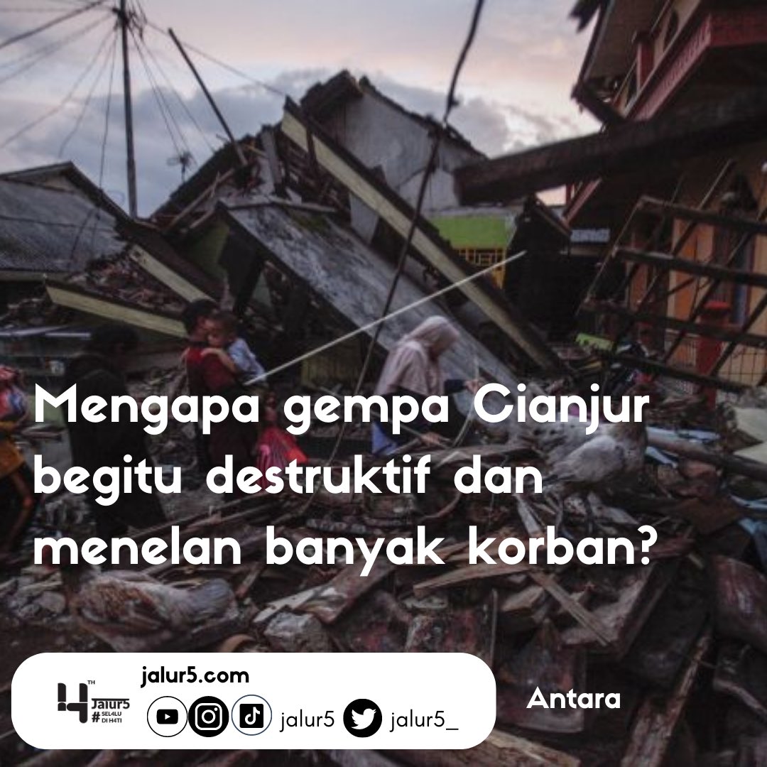 Thread: mengapa dengan magnitude 5.6 SR, gempa Cianjur begitu dahsyat dan destruktif?

Hal ini utamanya disebabkan episentrum yang ada di darat, dekat pemukiman penduduk, dan gempa dangkal. Kombinasi ini membuat energi gempa jauh lebih destruktif dari gempa laut.