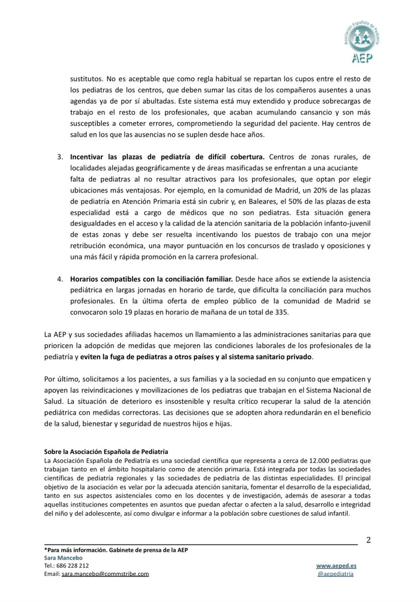 mcmpediatria's tweet photo. Posicionamiento de la @aepediatria ante las movilizaciones de pediatras por la precariedad de las condiciones laborales en España, con el apoyo de las sociedades científicas y regionales https://t.co/zpFAC9Dth6 https://t.co/dh9qWu33bC