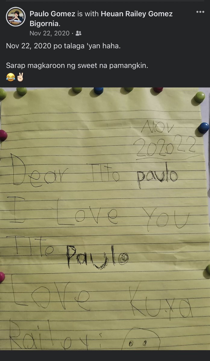 barboy1925's tweet photo. Scrolling my "memories on fb" then I saw this. Supposedly Nov. 22, 2020 but my pamangkin wrote "Nov. 20, 2022"
#Anothersign โจ https://t.co/R0hBoW7wiu