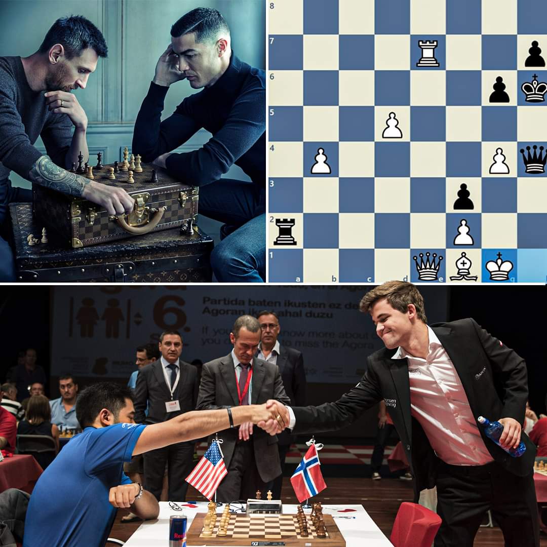 Quotes on the GOAT 🐐 on X: Eurosport: “Lionel Messi and Cristiano  Ronaldo's now infamous chess photo was based off an actual game in 2017  between two of the greatest players of