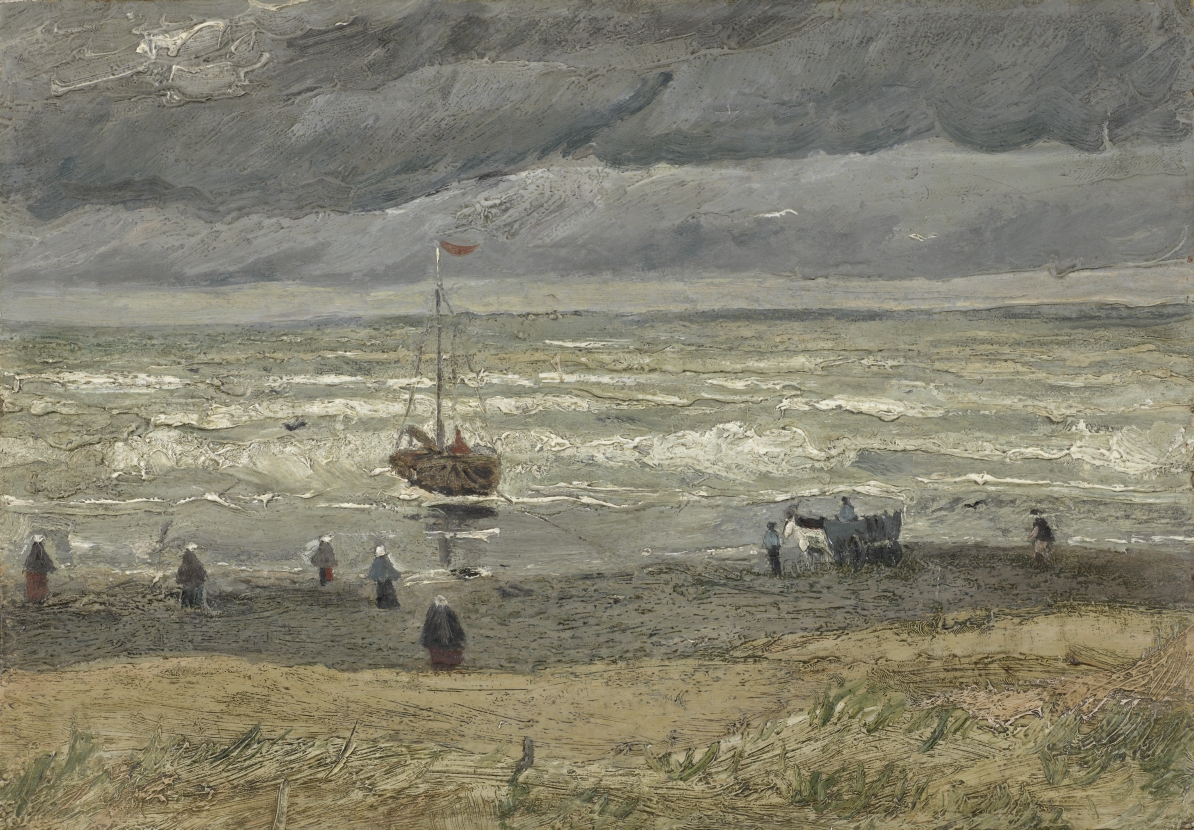 ‘How much good it does a person if one is in a gloomy mood to walk on the empty beach and look into the grey-green sea with the long white lines of the waves’, wrote Vincent to his brother Theo in 1882. 🌻 Vincent van Gogh, View of the Sea at Scheveningen (1882)