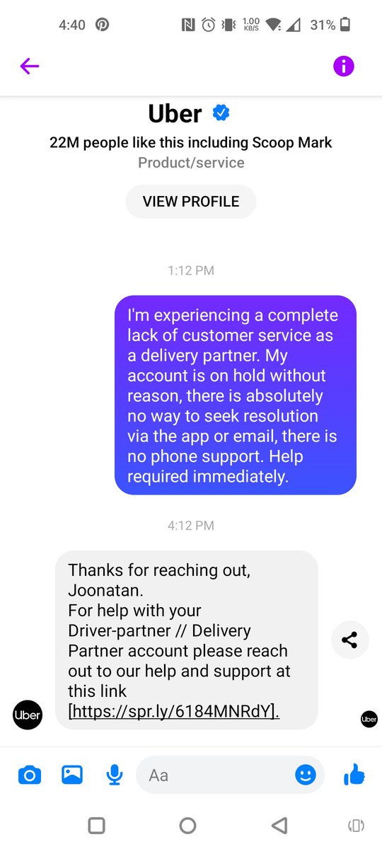 jonathan_heaney's tweet photo. @UberUKsupport 
Hi Uber, I'm now experiencing multi-platform disappointment 😞
Would it be possible to speak with a human 🤔👍⏱️ https://t.co/ePcNLcwu09