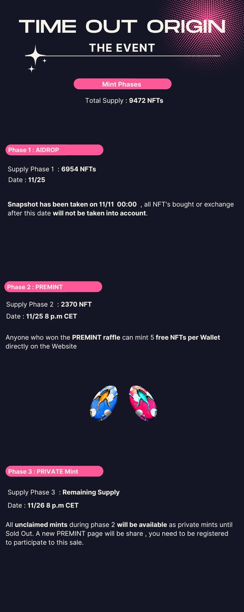 🚨 Big Announcement 🚨

The tests have progressed well🔥
We are safe enough to announce the release of the game on 

💥Friday November 25th !!💥

don't miss the opportunity to mint 2 #NFTs  for free by registering via this link 

premint.xyz/Freemint-Timeo…

1/5