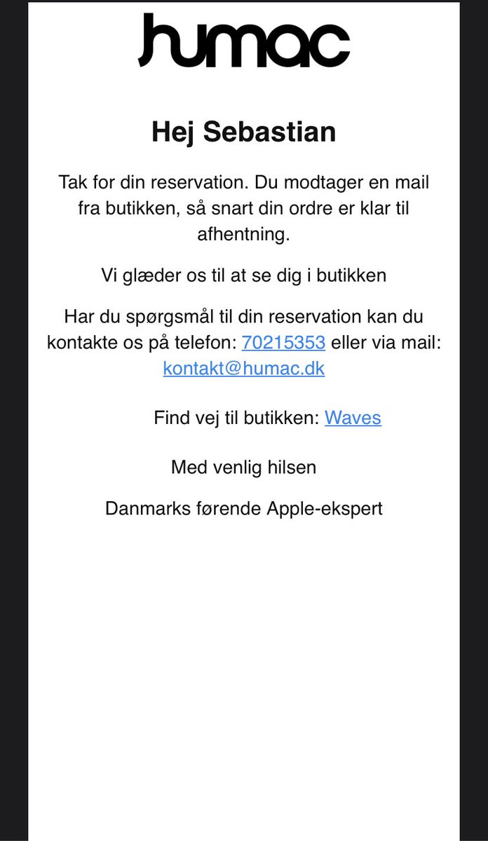 sebberman's tweet photo. Jeg mener, at #humac med denne mail har lovet at reservere et produkt til mig, men de havde nu bare solgt det til en anden alligevel. 🤷🏼♂️🤦🏼♂️ https://t.co/XCkFtNgL7z