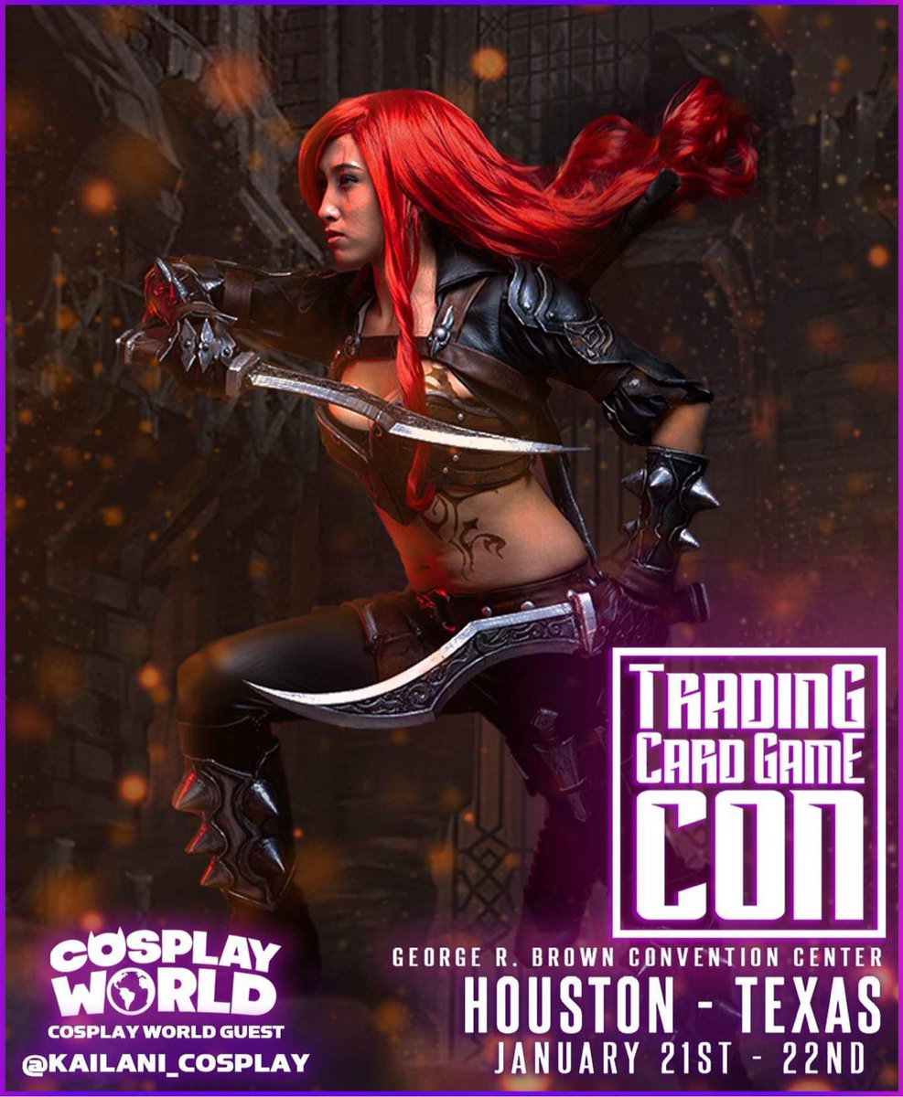 Hello Everyone!
Please welcome <a href="/Kailani_Cosplay/">Kailani Cosplay</a>  as  #cosplayworldcon ‘s #specialguest to #tcgconhouston make sure you come say Hi January 21st &amp; 22nd #houstontx #cosplay #cosplayer #cosplayers #cosplays #anime #tcgcosplay #pokemon #yugiohtcg #MagicTheGathering