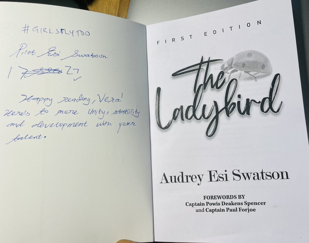 addovera's tweet photo. I got myself a copy! By Ghana’s youngest female commercial Pilot, Audrey Esi Swatson. #GirlsFlyToo ❤️ Thank you, @theresa_anafi. I realized I don’t like fictional books. 😄 the speed at which I get on non-fictional books 🤦🏾♀️😂 i am sure this is influenced by @barkervogues https://t.co/8vey2sMoXq