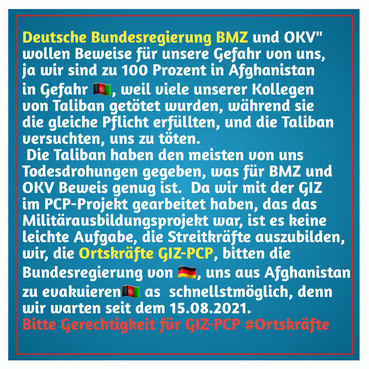 Please kindly request from you! To read the text image carefully,  please don't ignore from it ! The GIZ-PCP #ORTSKRÄFTE massage is in the text image!!!