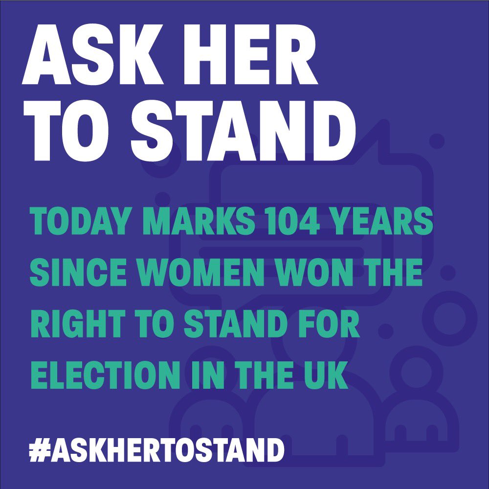 🙋‍♀️104 years since women won right to stand for election in UK 🙋🏾‍♀️

Today on #AskHerToStand day, we’re giving a big shout to all the initiatives working to bring more women into politics. 

We need a more representative democracy & that means more women at all levels of government