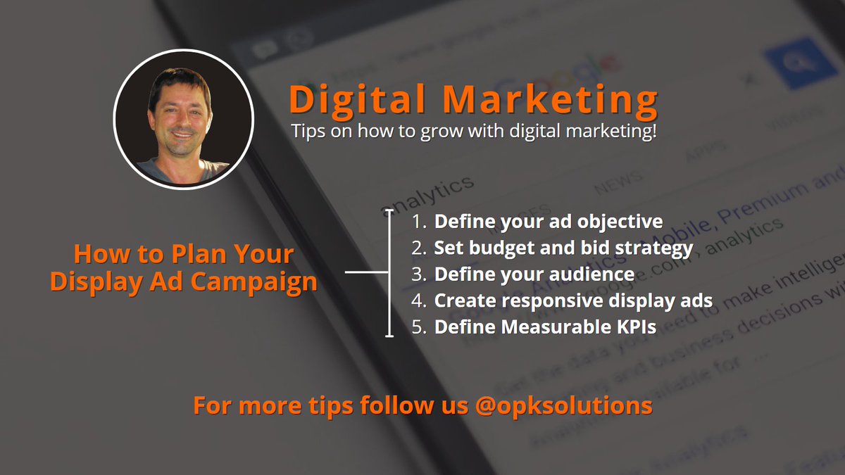 OPKSolutions's tweet image. 📢Use these tips to plan out your next display ad campaign. 👇 

✅Define your objective 
✅Set budget and bid strategy 
✅Define your audience 
✅Create responsive display ads 
✅Define measurable KPIs

#DigitalMarketing #digitalmarketingtips