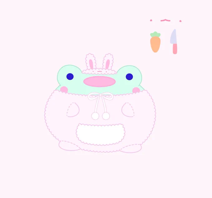frog disguised as a fluffy bunny plushie concept  