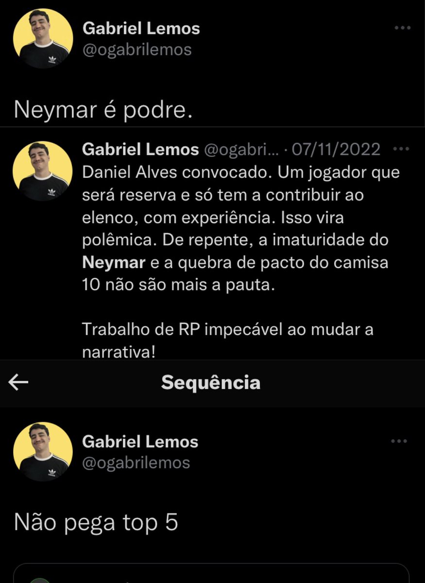 @ogabrilemos Neymar pra ti até outubro de 22: 😍😍😍😍 Neymar após se posicionar politicamente: 😡🤮🤬😭 Pelo menos disfarça que não é pelo futebol, cara.