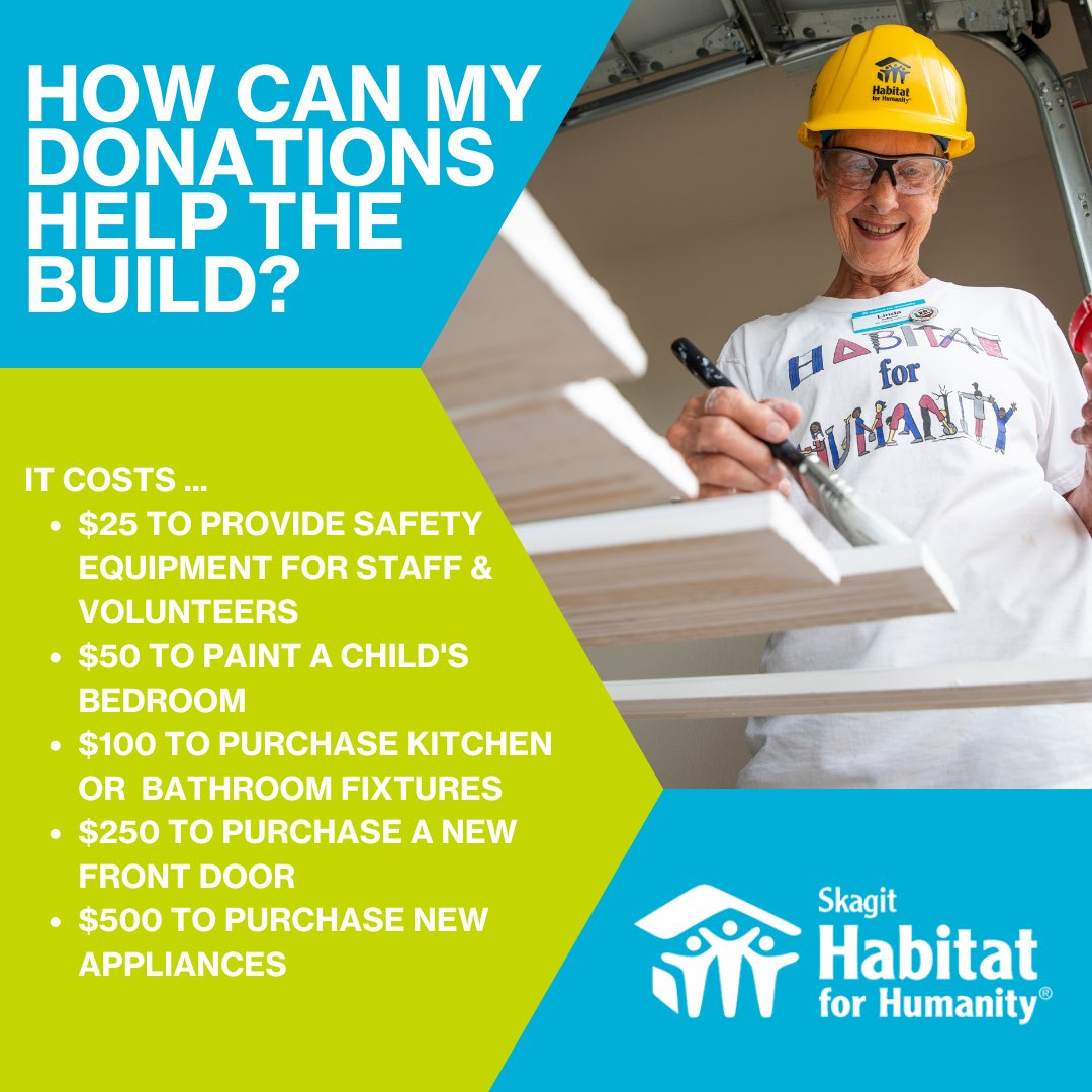 SHFHS's tweet photo. Giving Tuesday is approaching! How exactly are your donations helping our builds? Here’s a breakdown to help show the direct impact of your contributions! 

Donate today at https://t.co/UKnZ18DDT6

#skagithabitat #habitatforhumanity #givingtuesday https://t.co/p50x1j4kAf