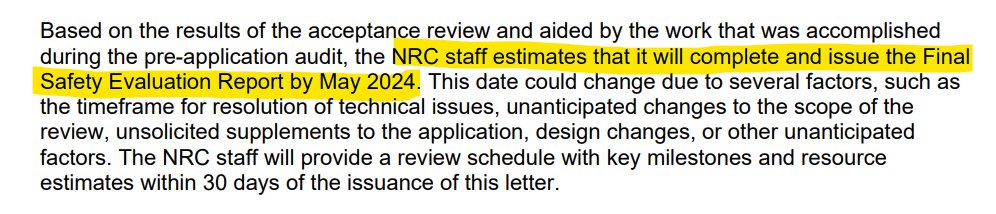 ⚡️The <a href="/NRCgov/">NRC</a> accepted the licensing application for a Molten Salt Research Reactor from <a href="/ACUedu/">Abilene Christian University</a> with expected completion by May 2024.