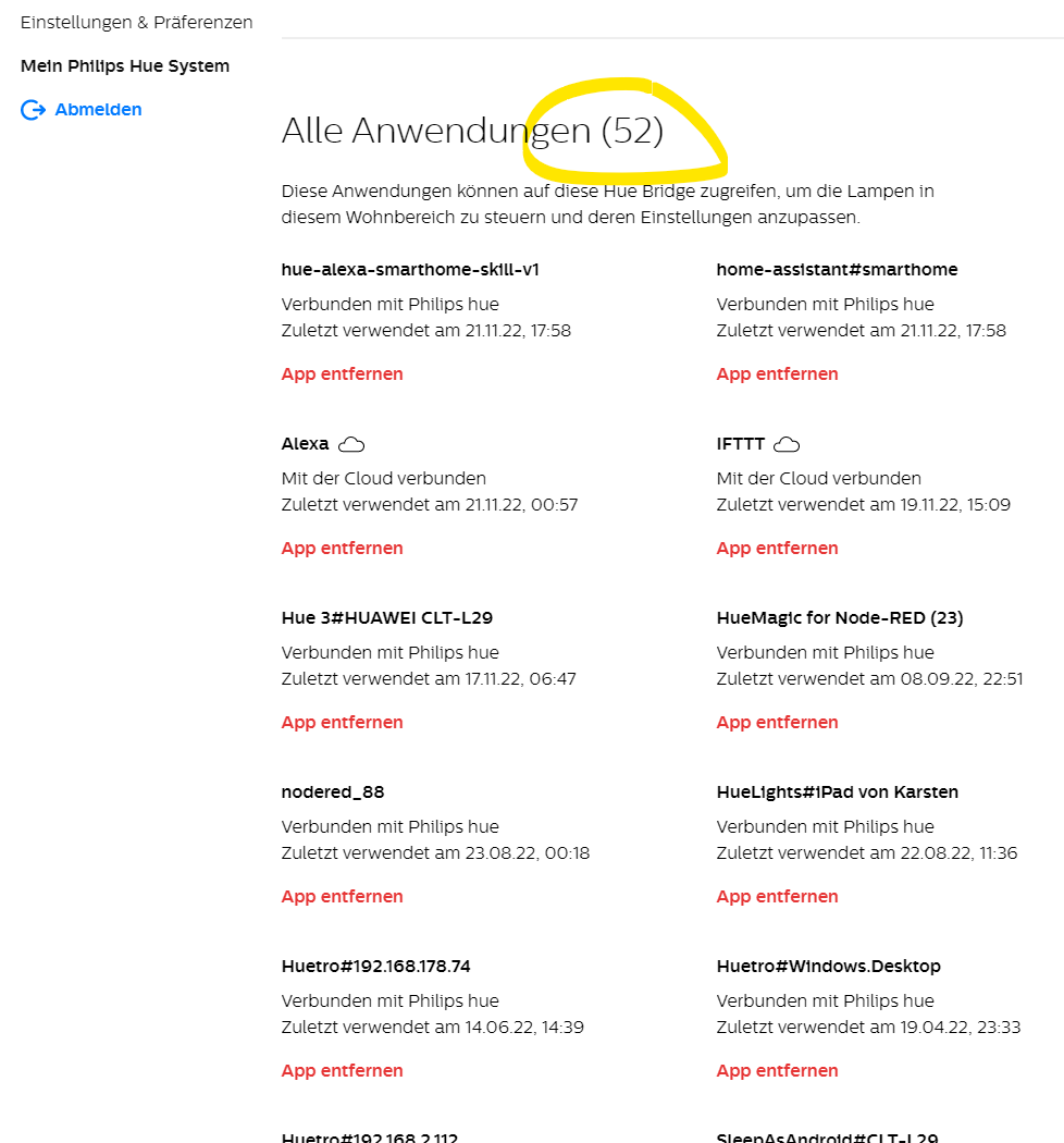 KarstenHartlieb's tweet photo. Halleluja! Ich habe gerade mal gecheckt, wie viele Anwendungen Zugriff auf meine Hue-Bridge haben. Ergebnis: 52! Ich miste jetzt erst mal gründlich aus.
Das solltet ihr vielleicht auch mal tun... 
#hue #security #access https://t.co/0m6Rjtn1Lx