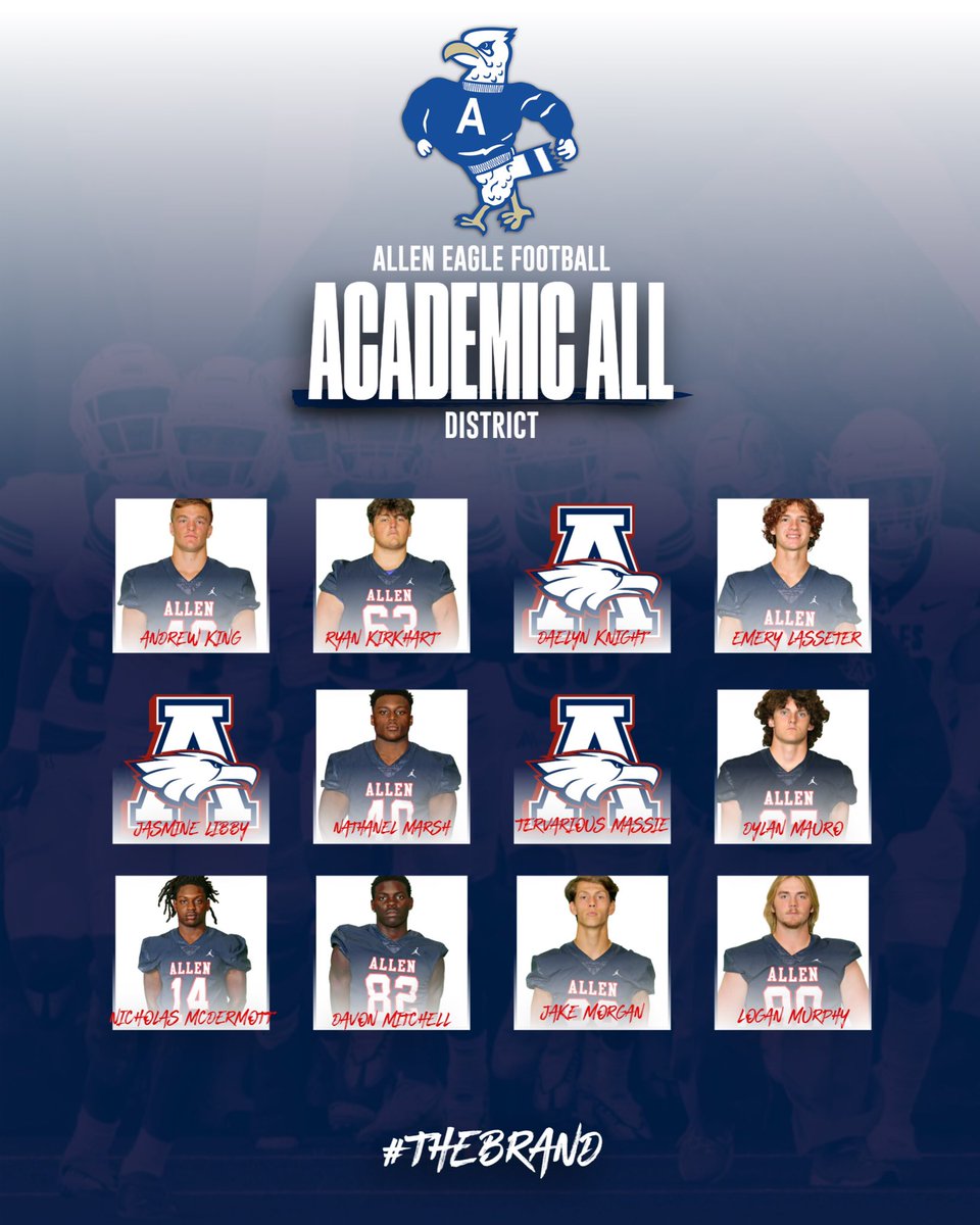 alleneaglesfb's tweet image. Proud to announce our 2022-2023 Academic All District Football Players 

#TheBrand | 🅰️🆙 | #SLR | #RecruitTheA