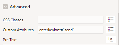 moreaux_louis's tweet photo. Monday's Tip for Oracle APEX:
Did you know that in addition to the inputmode attribute, you can choose the label/icon of the enter key for virtual keyboards?
You can use the enterkeyhint attribute under Advanced\Custom Attributes.

#orclAPEX
1/2 https://t.co/ia82UiknR7