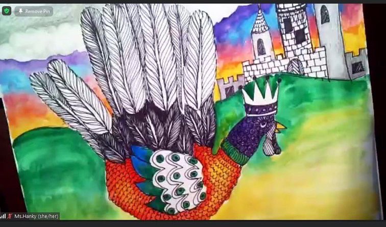 Proof you are never too old for a hand Turkey! Ms. Hanky's Art II class is in full spirit. Students were asked to use a method they have learned this year such as watercolor, graphite, graphic and a few others to create their own unique hand turkeys! Thanks for including me!