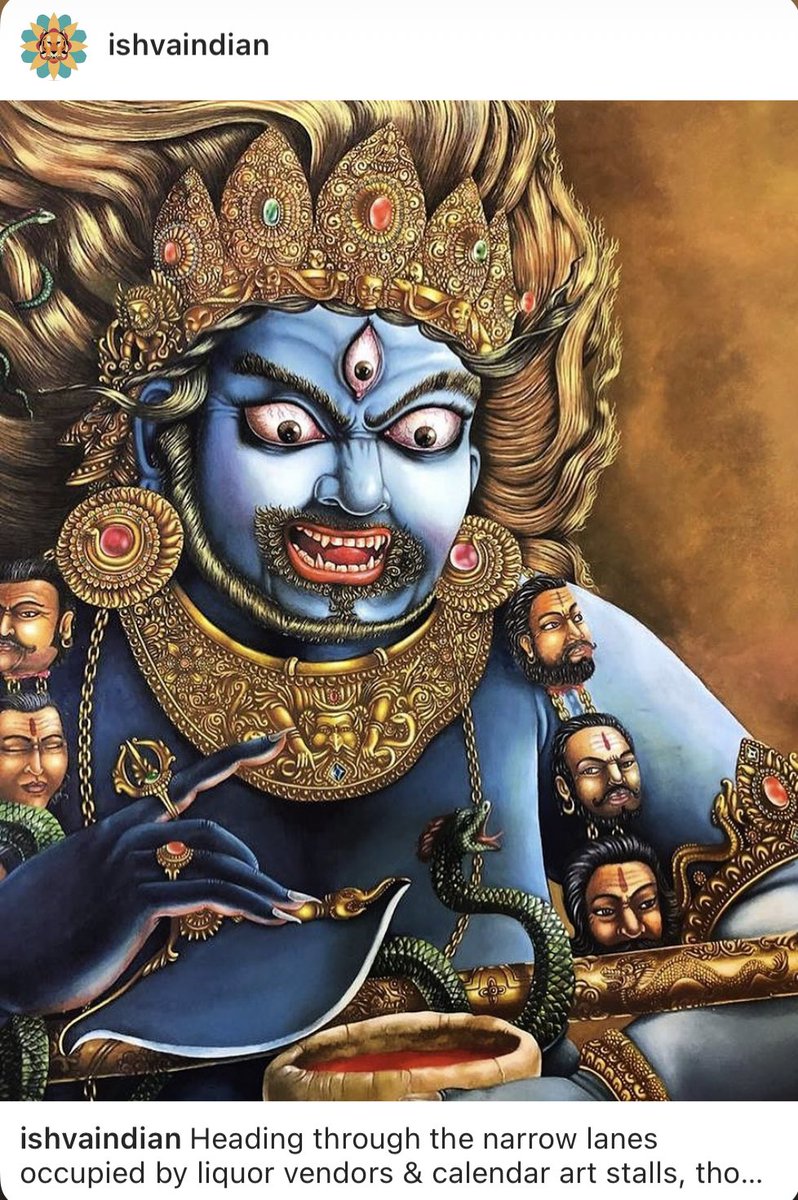 indiainherited's tweet photo. ⚡️Kalabhairava⚡️the ferocious lord of the crematorium whose role is to watch over and protect the people. 

📷 : Oil Newari Paubha painting of Mahakala by Samundra Man Singh Shrestha https://t.co/diKOcMHeTD
