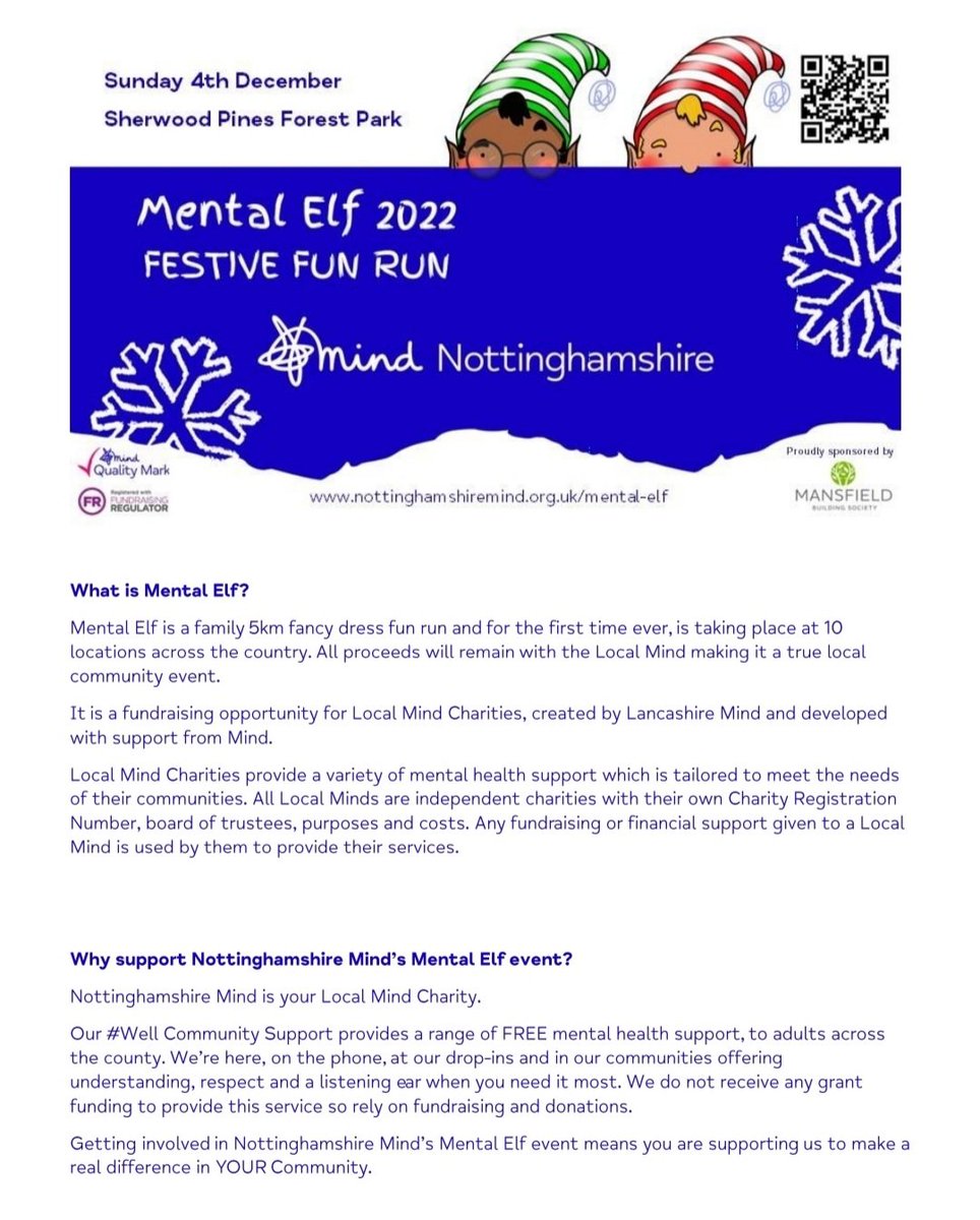 CVS_Newark's tweet photo. Nottinghamshire Mind presents Mental Elf Festive Fun Run! 
Come along and take part in this festive 5km run. You can choose to run, walk or skip your way to helping ensure mental health support is accessible in your area. 
#MentalHealthMatters #5krun #charityevent #ELF https://t.co/eeMr0XIZ67