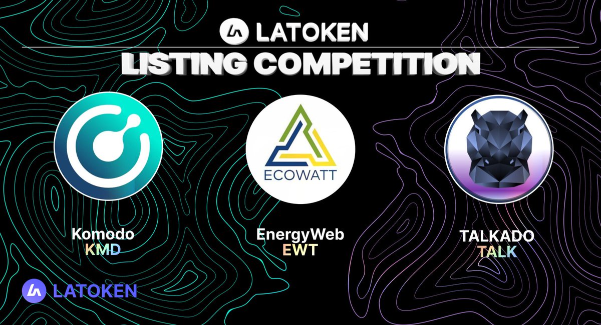 Latoken_cex's tweet photo. Voice your opinion in our Listing Competitions.🏆

🔷 Komodo (KMD)
🔷 EnergyWeb (EWT)
🔷 TALKADO (TALK)

VOTE HERE👉 https://t.co/EK6Ny4ZBnD

The winner will get listed on #LATOKEN.
Vote now &amp; earn crypto rewards in airdrops, Trading Competitions &amp; giveaways. 💵 https://t.co/TvP5ZaWMmu