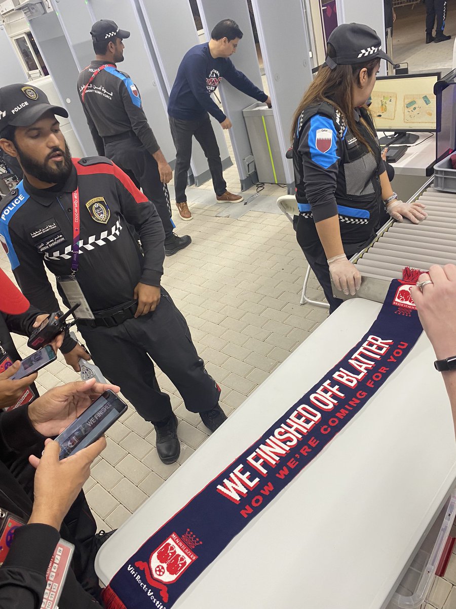 kbmsf's tweet photo. @MenInBlazers @rogbennett It's official. Men In Blazers merch banned and confiscated at #USAvWAL. They couldn't pry my Patch away from me! https://t.co/3KwCqgJl3l