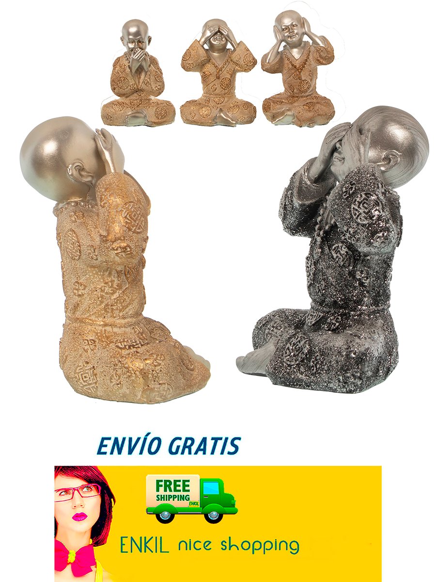 EdoTokaido's tweet photo. Set 3 figuras decorativa de monjes Shaolin “Budas ciego surdo mudo” figuras espirituales de decoración en resina Figura con túnicas plateadas o doradas Dimensiones 10x9x14,5cm ENVIO GRATIS| | - AliExpress 
https://t.co/mt9QlRCQQW https://t.co/1UHRxOl62m