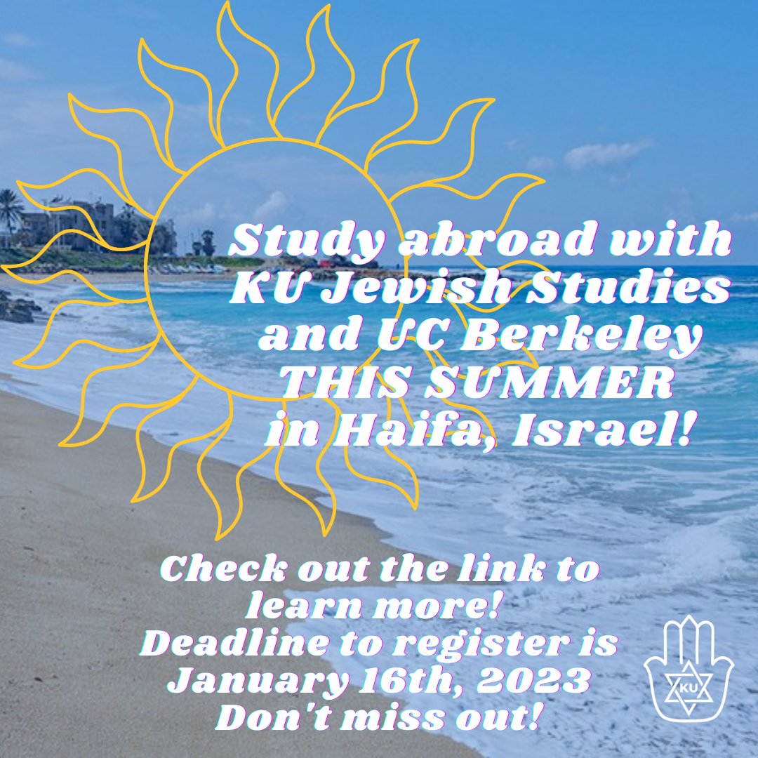 KU Jewish Studies (@kujewishstudies) on Twitter photo We're excited to partner with <a href="/UCBerkeley/">UC Berkeley</a> and offer this amazing opportunity to study abroad in Haifa, Israel! The deadline is coming right up so don't miss out! studyabroad.berkeley.edu/program/global… We're excited to partner with <a href="/UCBerkeley/">UC Berkeley</a> and offer this amazing opportunity to study abroad in Haifa, Israel! The deadline is coming right up so don't miss out! studyabroad.berkeley.edu/program/global…