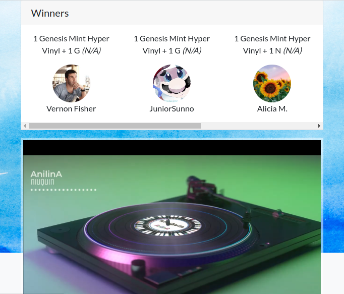ZOLiDnetwork's tweet photo. Here are the winners of our first #HyperVinyls GIGaway: https://t.co/6aO4jIVR92 

Congratulations to @vernon_f11 , @JuniorSunno , @Salmaz2080 , @A_Blinken_ &amp; @Xenovas!

There'll be more GIGaways, so: stay ZOLiD here, on https://t.co/OfmLOSEfJP or https://t.co/pGIXnqh0mB 🔥.

#WAX https://t.co/YhQUkEPNvc