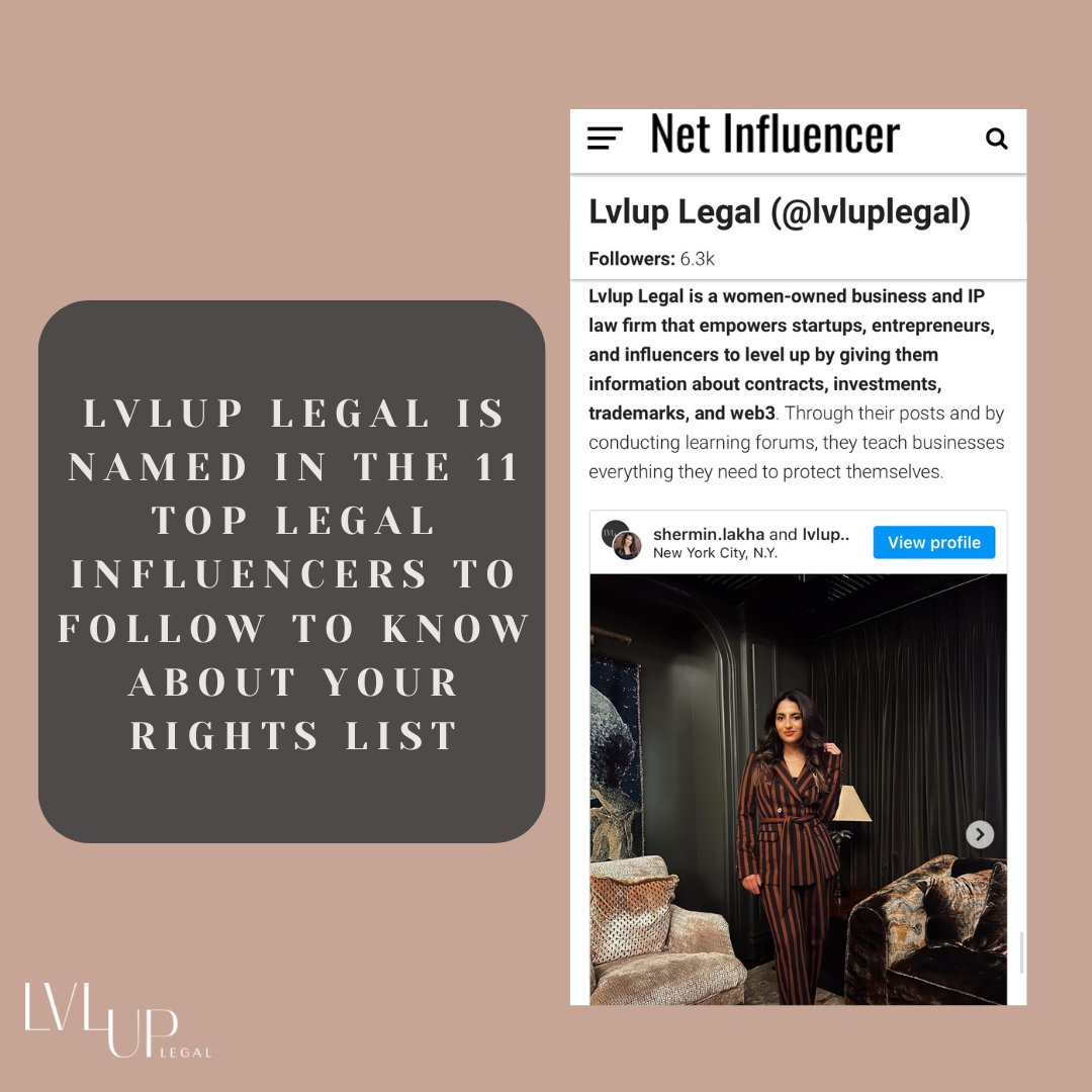 Thank you #NetInfluencer's for featuring LVLUP Legal as one of the "Top 11 #LegalInfluencers To Follow to Know About Your Rights"!

#LVLUPLegal is committed to providing informative #content as well as successfully serving #clients and the #legalindustry.

#buildyourbrand #law