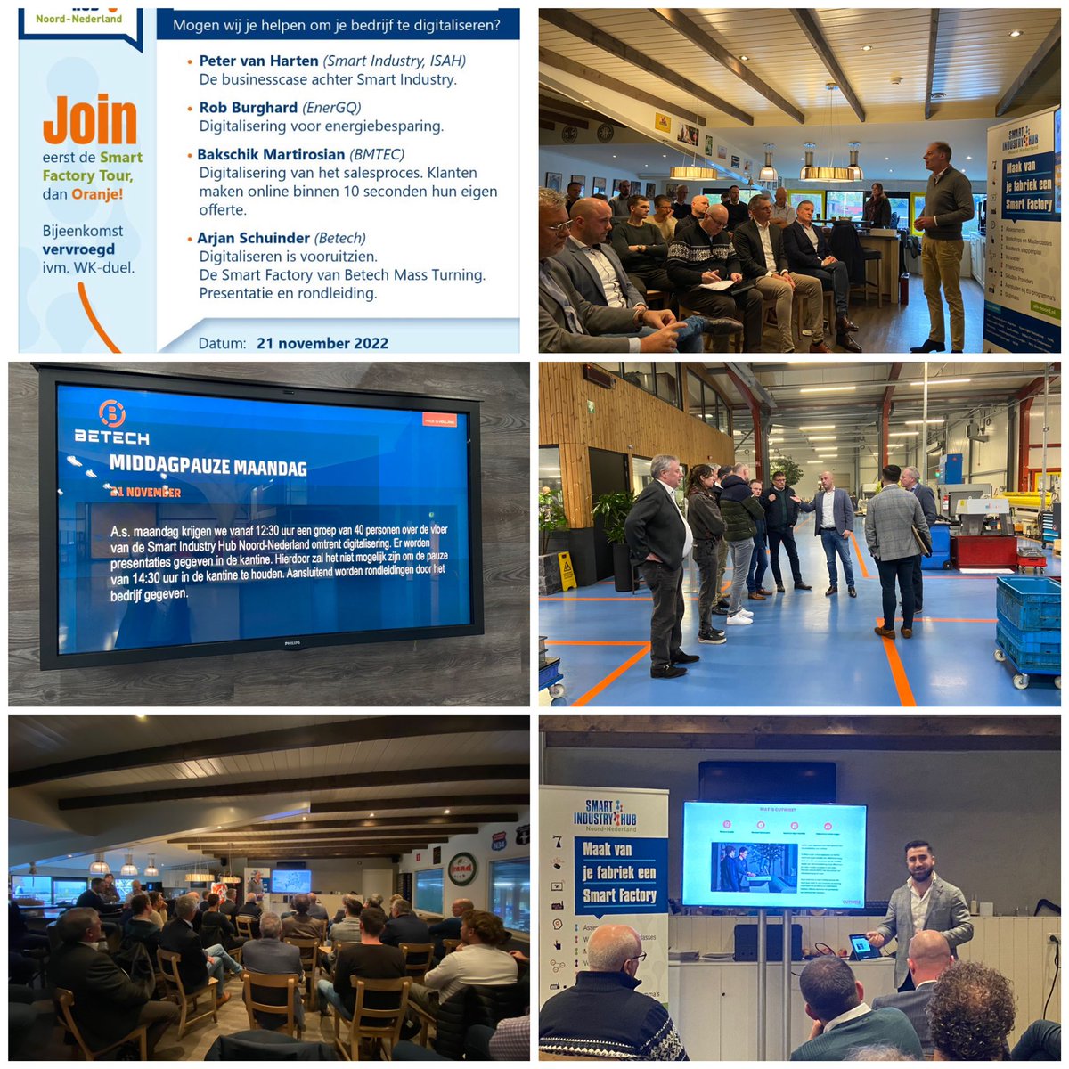 HansPraat's tweet image. Fullhouse en inspirerende voorbeelden van digitalisering voor productiebedrijven bij Smart Factory Tour  van Smart Industry Hub Noord bij Betech in Hoogeveen.