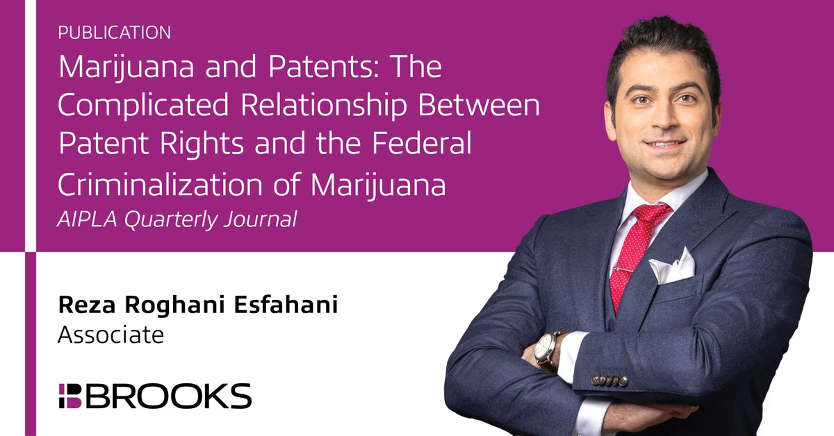 Attorney Reza Roghani Esfahani co-authored an article in the <a href="/aipla/">AIPLA</a> Quarterly Journal: “Marijuana and Patents: The Complicated Relationship Between Patent Rights and the Federal Criminalization of Marijuana.” lnkd.in/gpq5rwdT #intellectualproperty #marijuanaindustry