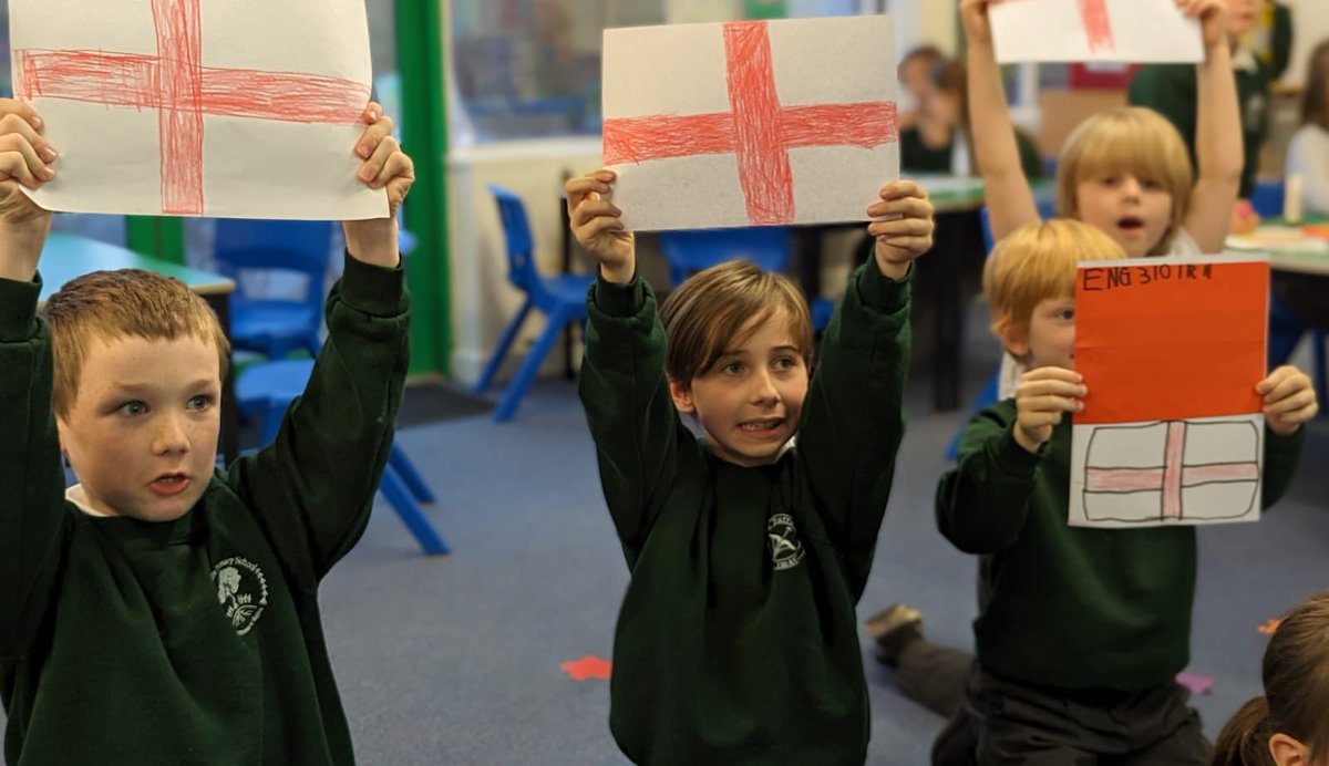 PrimaryButts's tweet photo. Our school day started with our House Captains talking to our school about the importance of teamwork and how we are one big team - all working together.
We then watched the England game in our classrooms. 6-2 - well done England. #WorldCup2022 #comeonengland #teambutts https://t.co/xp42jhzugI