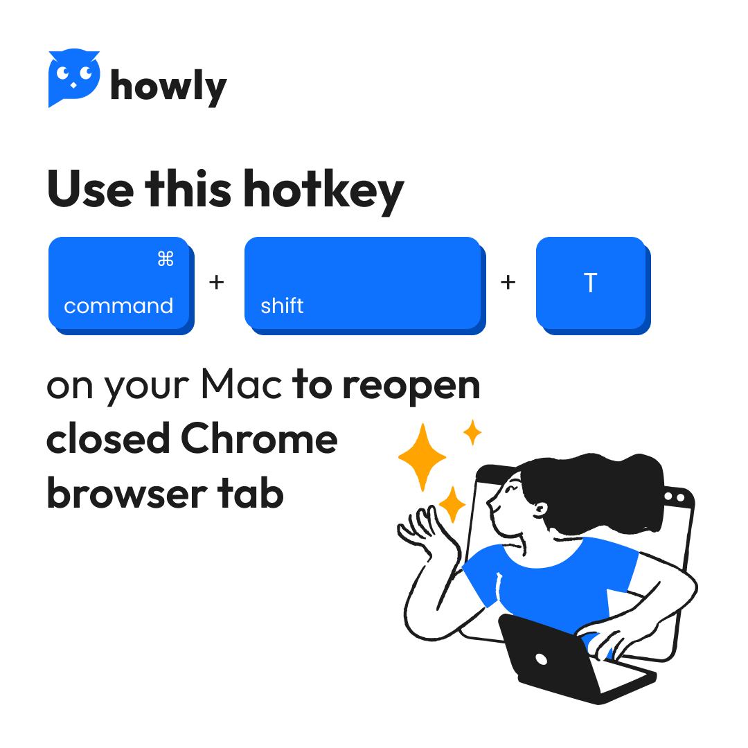 Howly_Global's tweet photo. Oops! Closed the Chrome browser tab by accident? Don't waste time looking through your browser history. Use this hotkey Command⌘+Shift+T on your Mac to reopen it. https://t.co/U62MsX7Epw